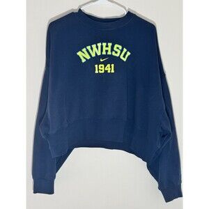 Nike Women's NWHSU 1941 Boxy Cropped Graphic Sweatshirt Navy Small